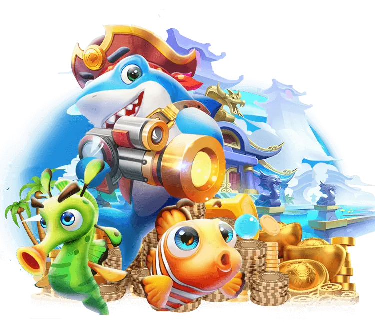 Hình ảnh minh họa các loại cá và vũ khí trong game bắn cá VN365, thể hiện sự đa dạng của trò chơi